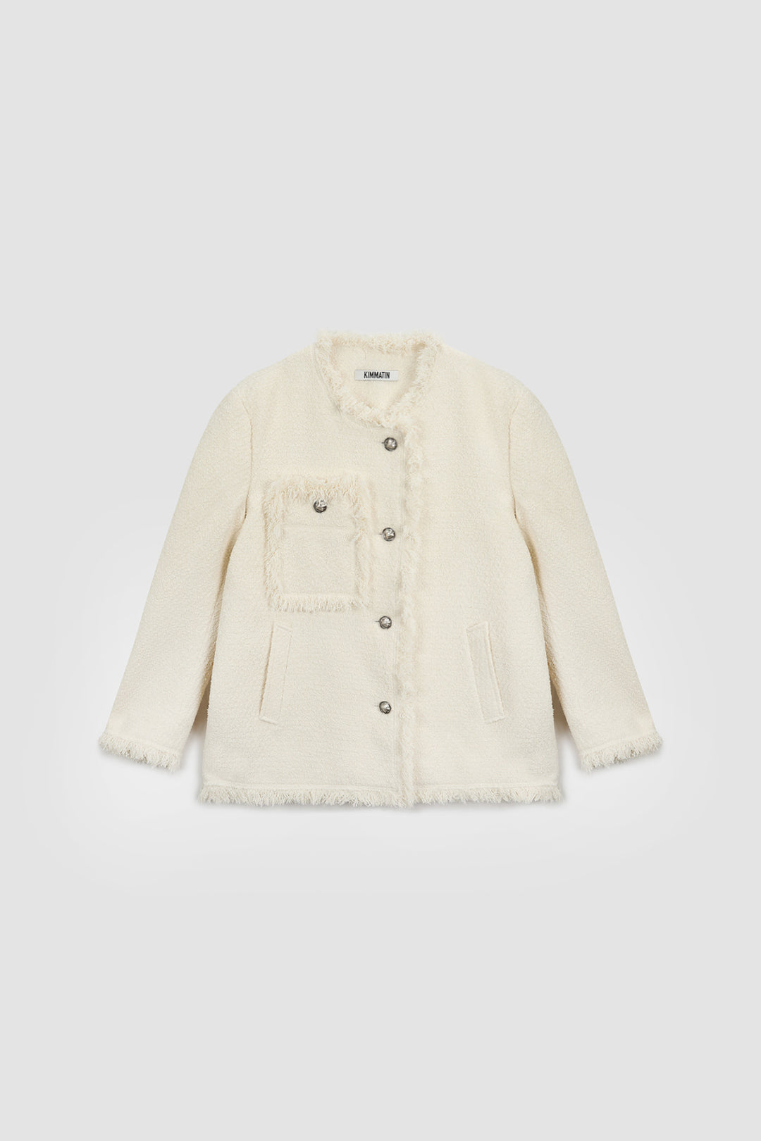 KIMMATIN Patch Pocket Tweed Jacket — Ivory