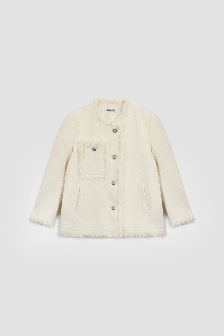 KIMMATIN Patch Pocket Tweed Jacket — Ivory