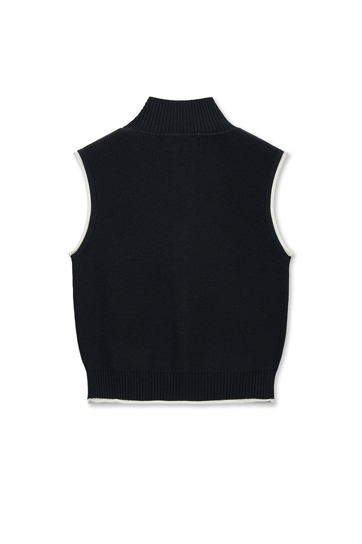 Matin Kim Spell Point Knit Zip Up Vest — Black