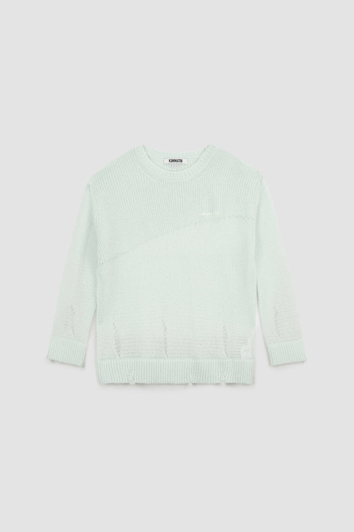 KIMMATIN Damage Detail Logo Pullover — Mint