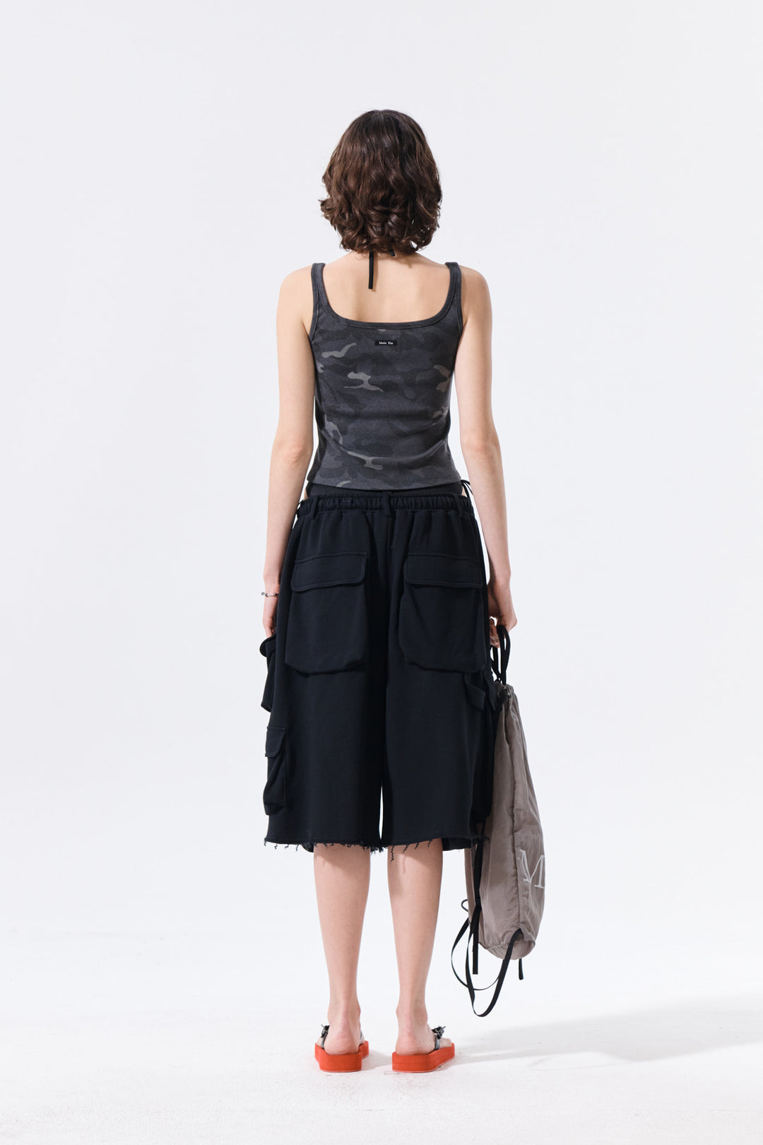 Matin Kim Square Neck Cropped Tank — Charcoal