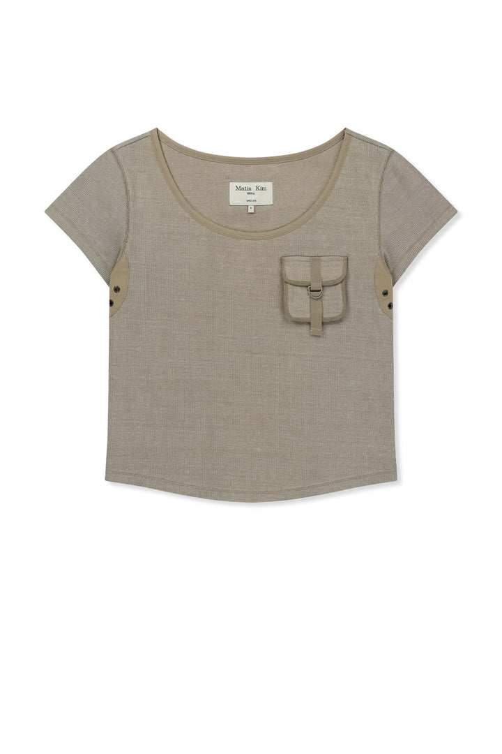 Matin Kim Pocket Point Slim Fit Top — Beige