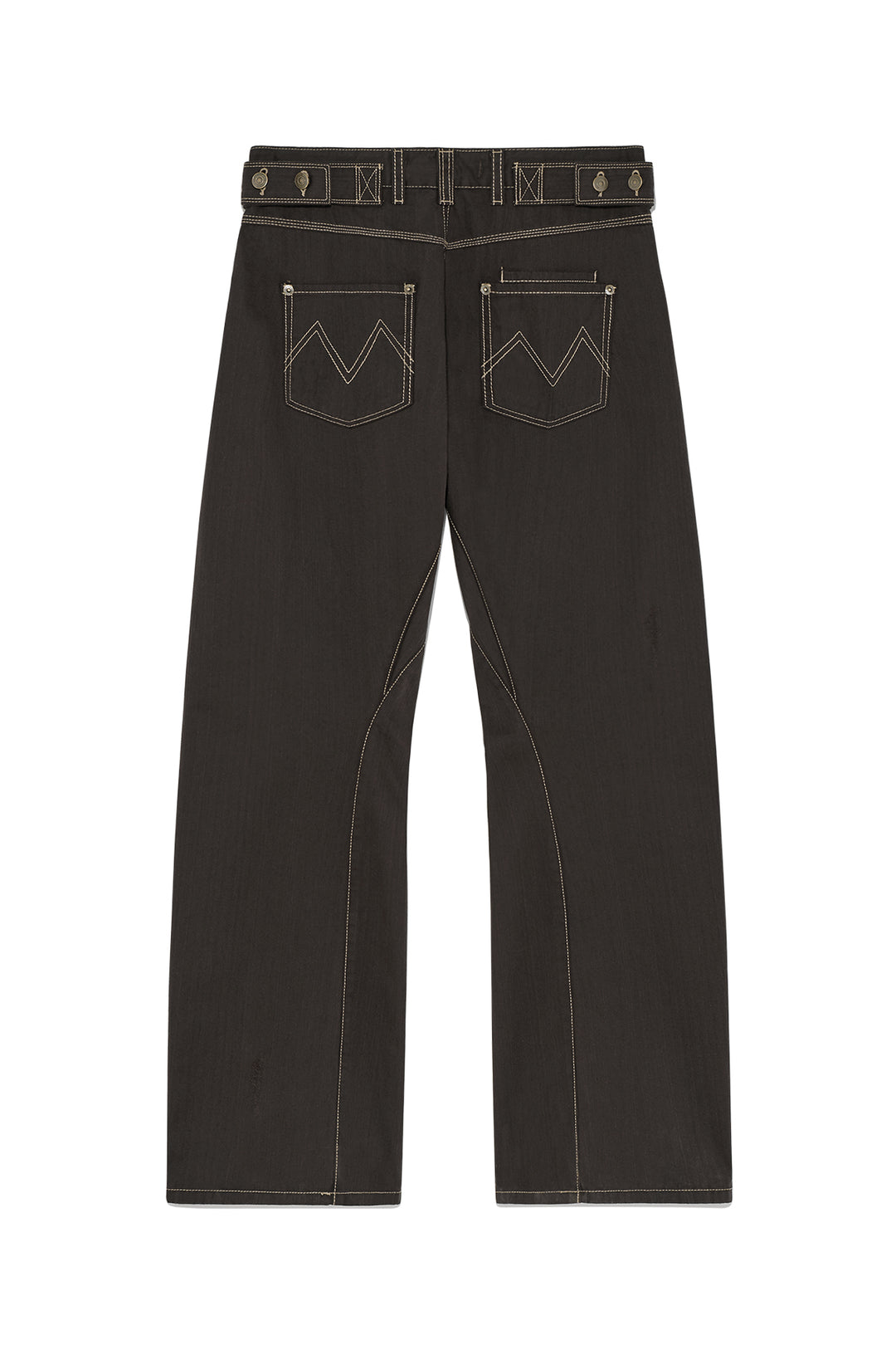 Matin Kim Waist Buckle Curved Twill Denim — Charcoal