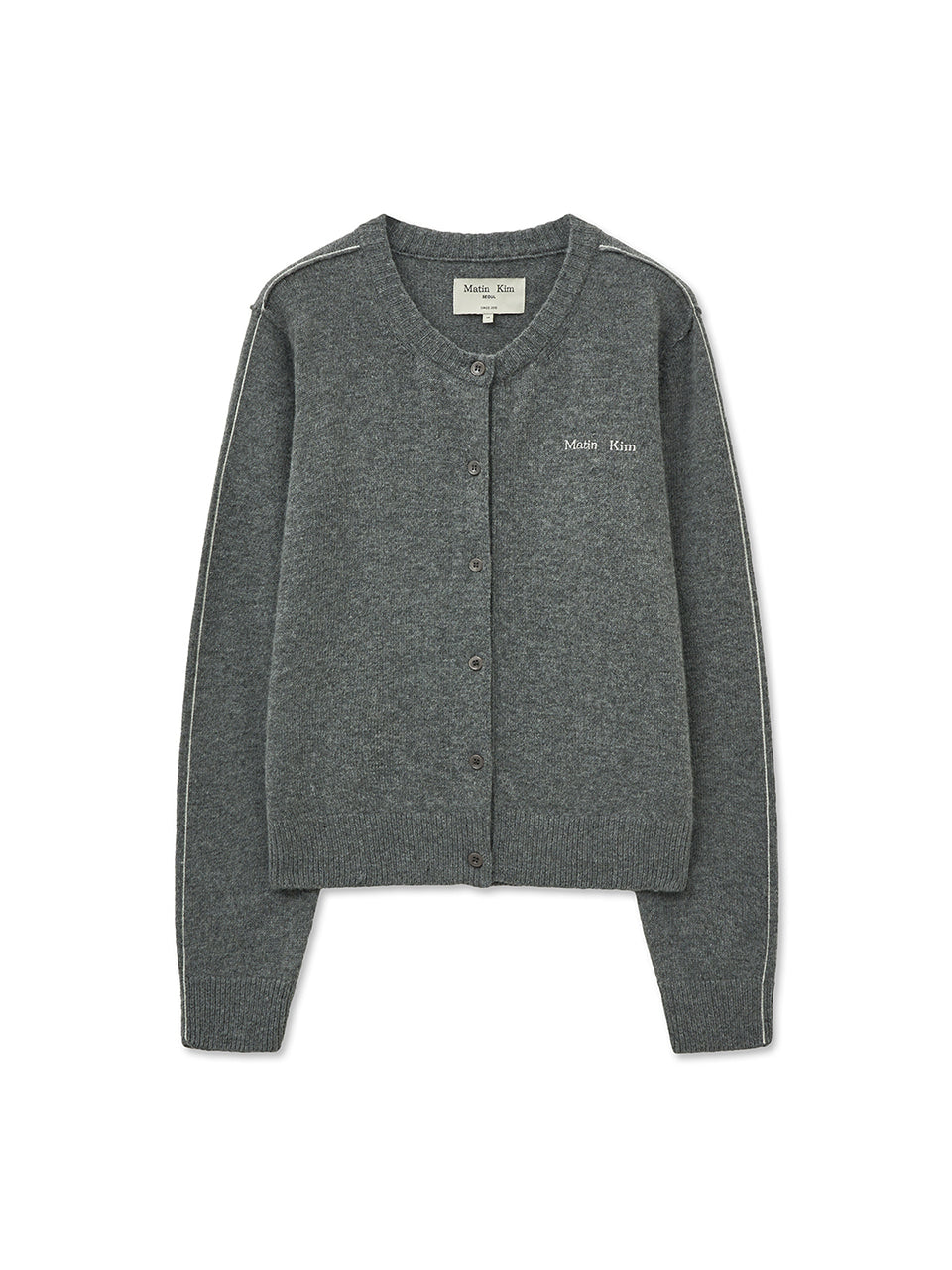 Matin Kim Cashmere Blended Round Knit Cardigan — Olive