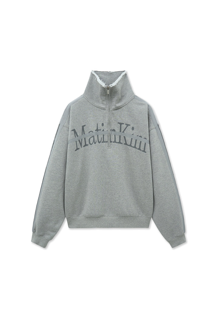 Matin Kim Cut Out Half Zip Sweatshirt — Gray
