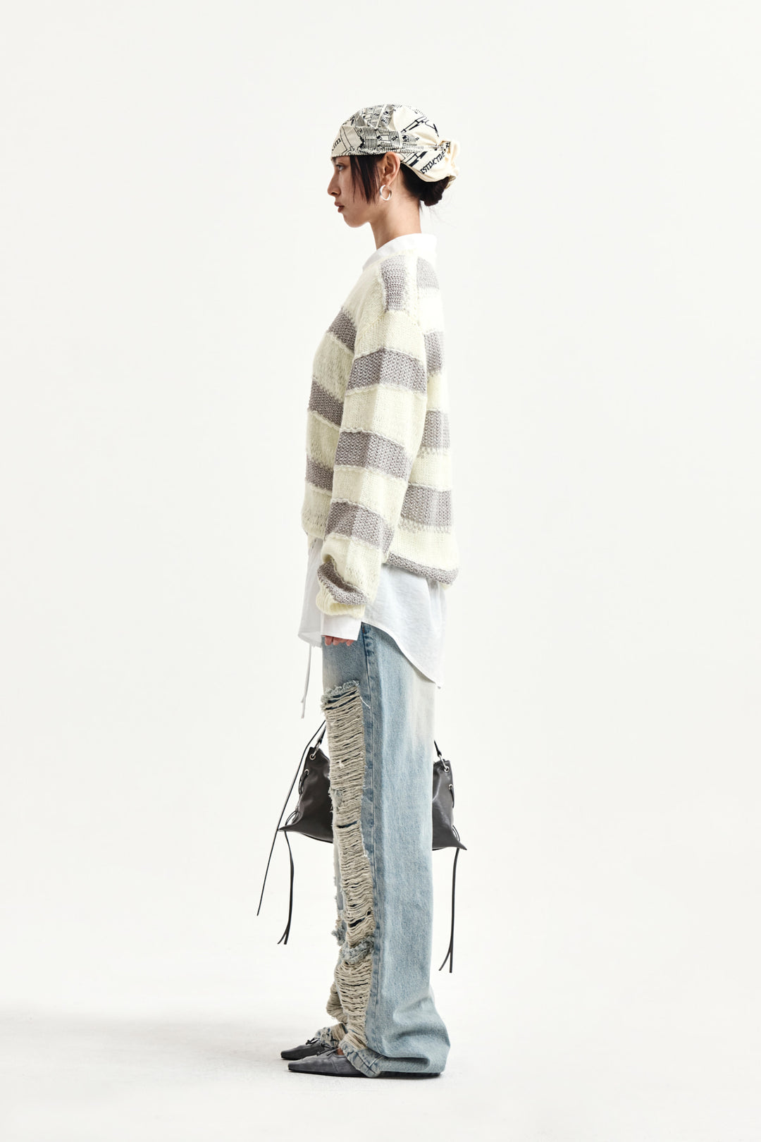 Matin Kim Heavy Destroyed Denim Pants — Light Blue