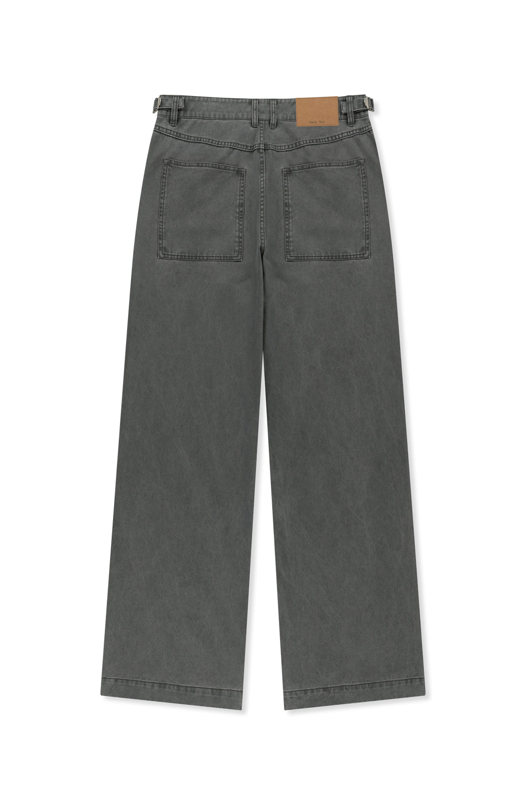 Matin Kim Side Tab Washed Cotton Pants — Charcoal