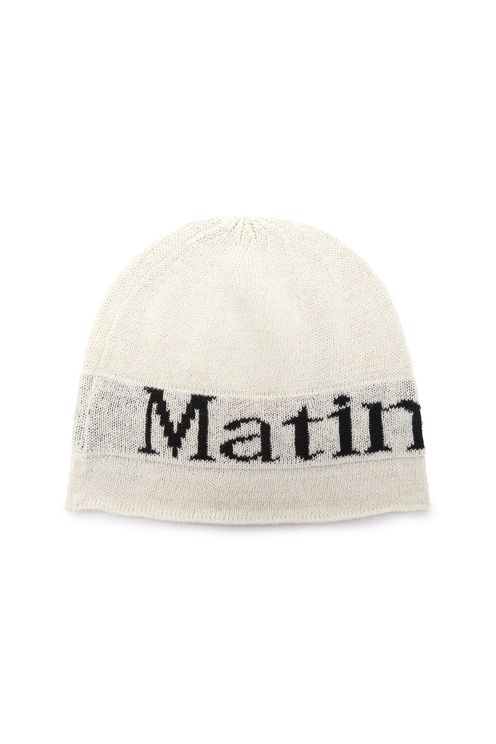 Matin Kim Logo Linen Short Beanie — White