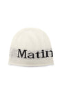 Matin Kim Logo Linen Short Beanie — White