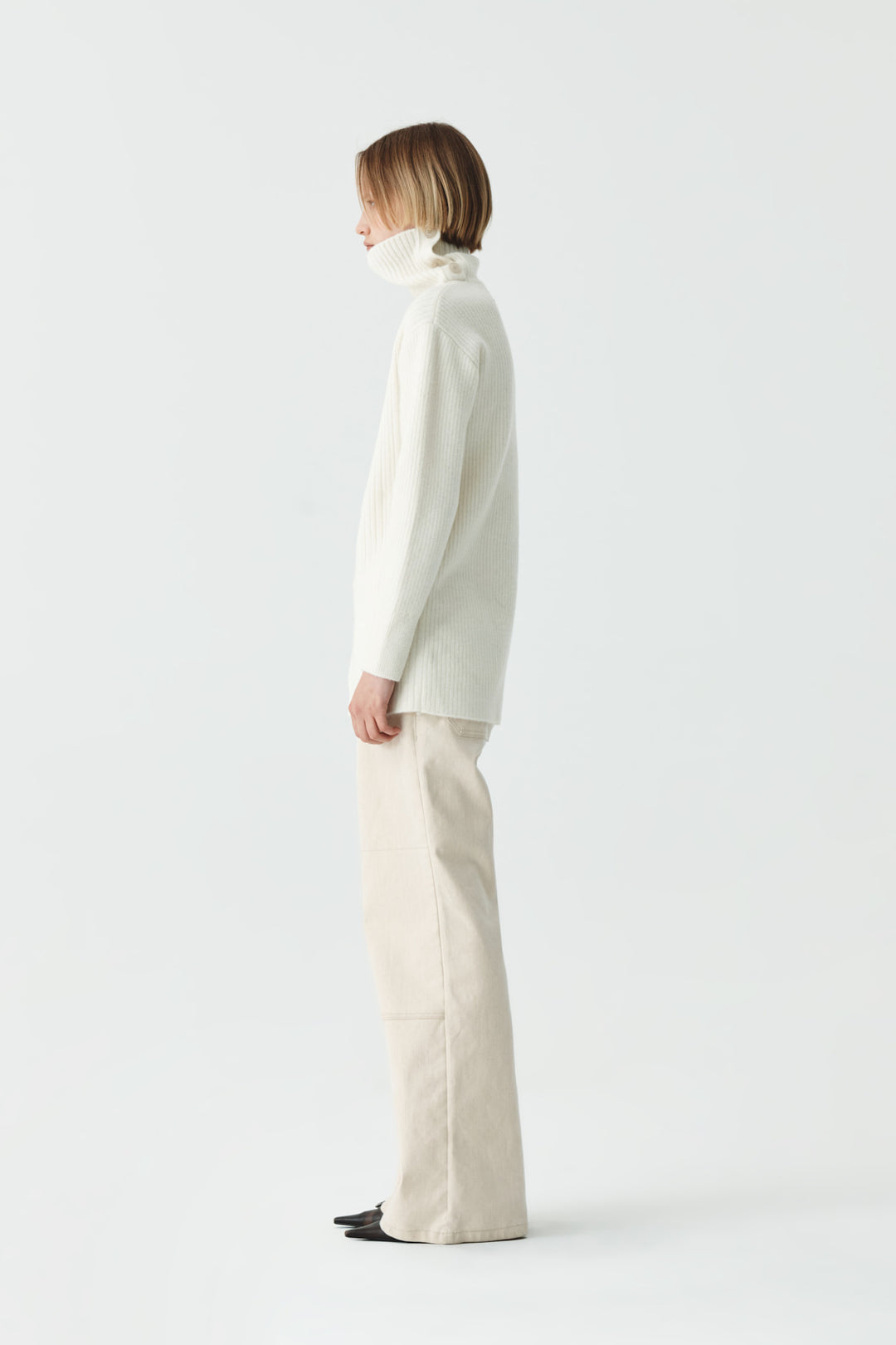 KIMMATIN Button Slit Knit Dress — Ivory