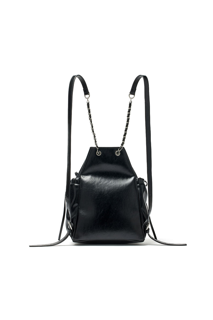 Matin Kim Draw String Ribbon Back Pack — Black