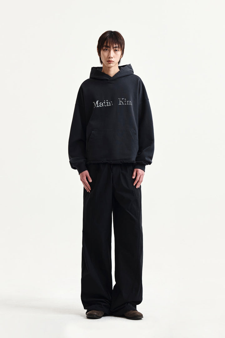 Matin Kim Raw Edge Hem Sweat Hoody — Charcoal