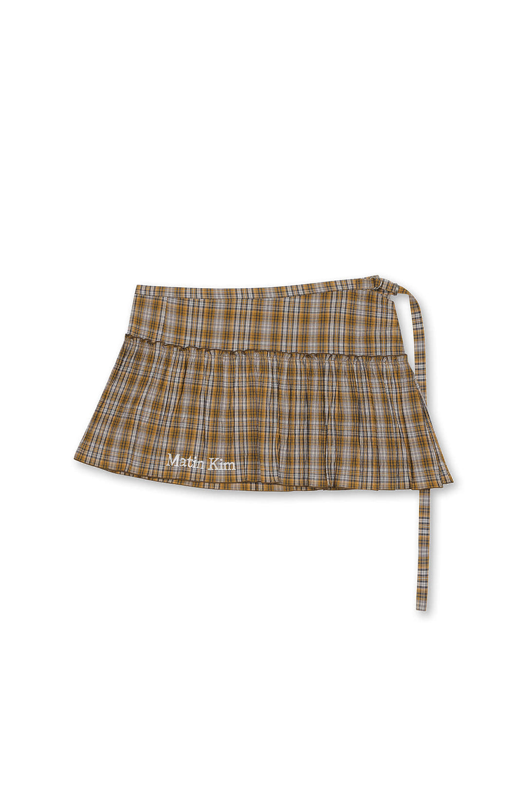 Matin Kim Check Layered Skirt — Orange