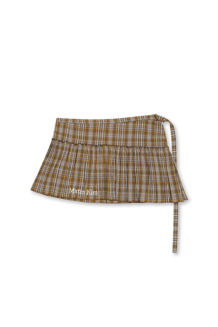 Matin Kim Check Layered Skirt — Orange