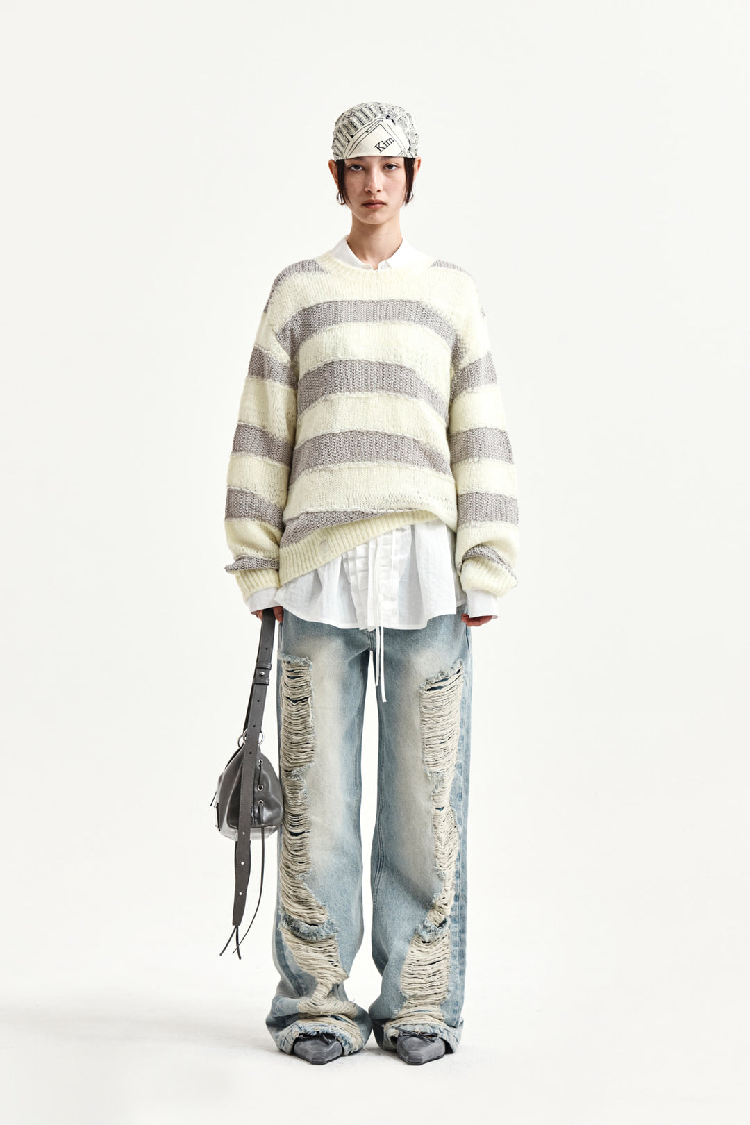Matin Kim Heavy Destroyed Denim Pants — Light Blue