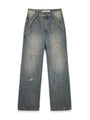 Matin Kim Semi Boots Cut Washed Denim — Blue