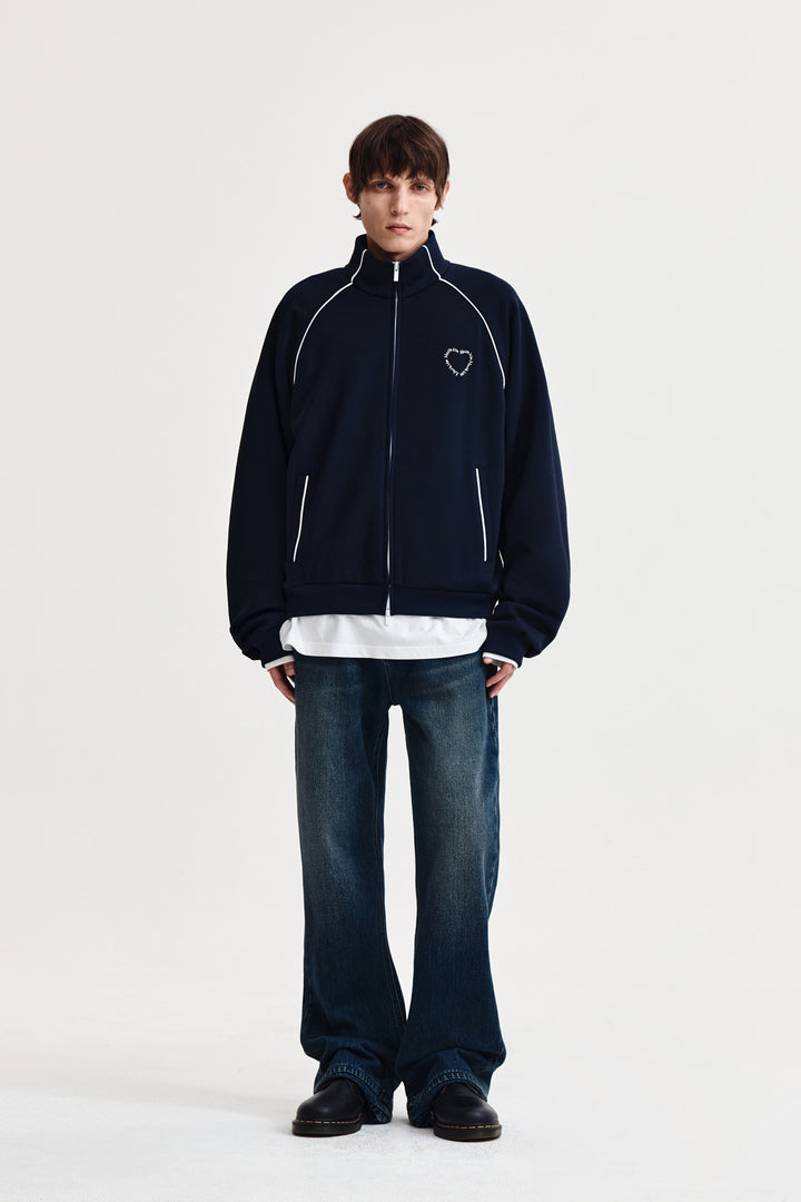 Matin Kim Heart Logo Track Jumper — Navy blue