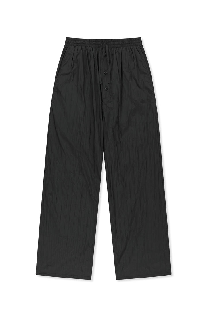 Matin Kim Nylon Crinkle Wide Pants — Black
