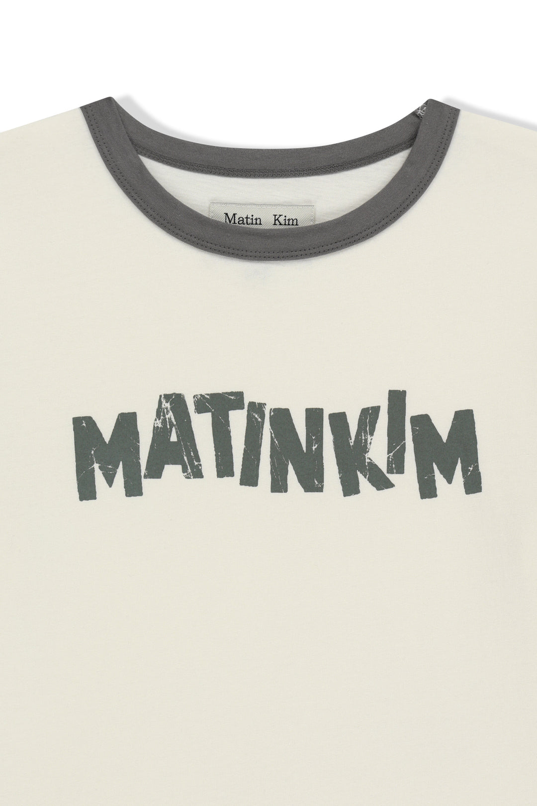Matin Kim Logo Ringer Crop Top — Cream