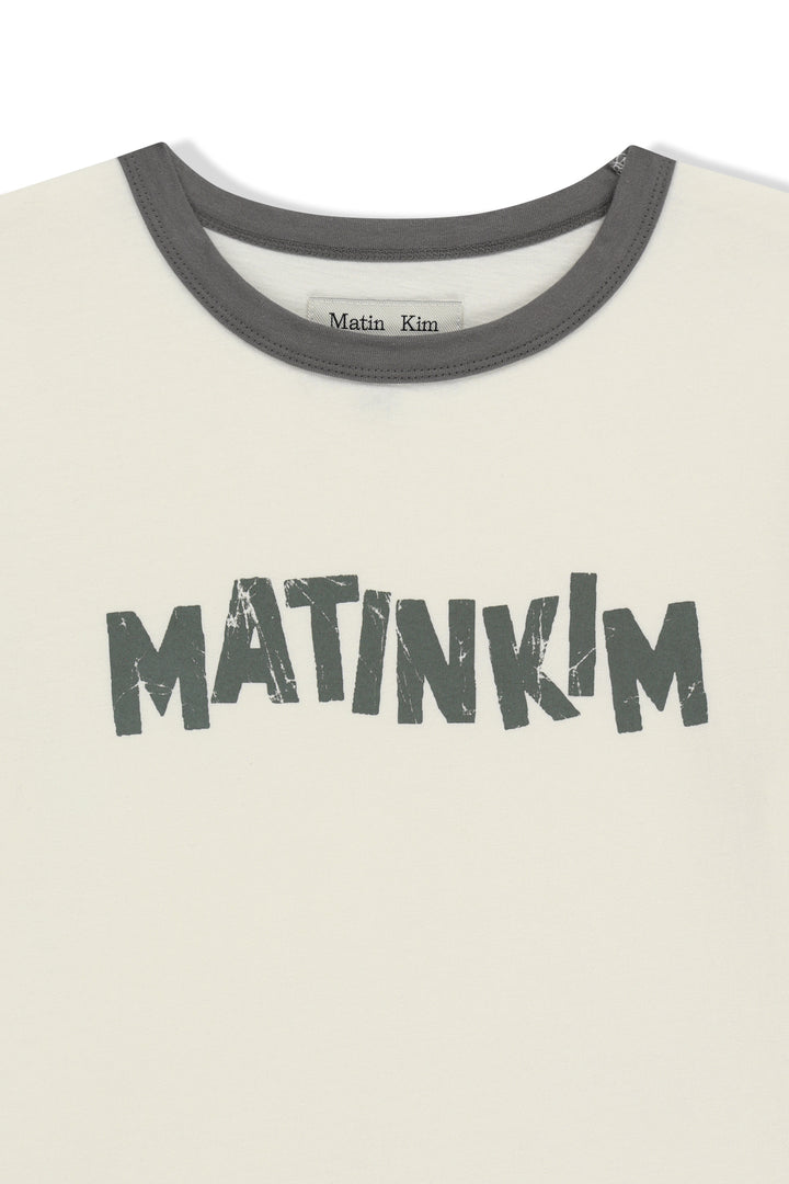 Matin Kim Logo Ringer Crop Top — Cream