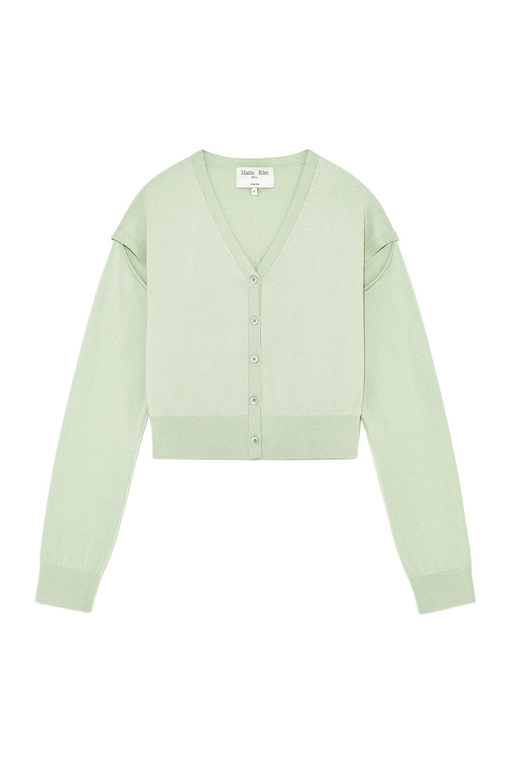 Matin Kim Slit Detail Button Cardigan — Mint