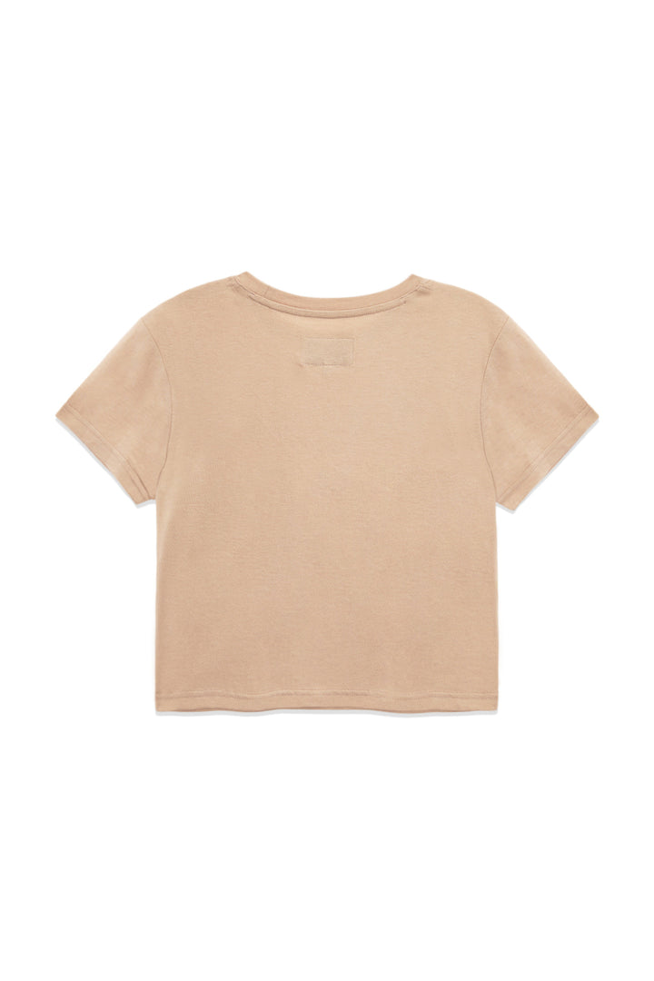 Matin Kim Stamp Logo Graphic Crop Top — Beige