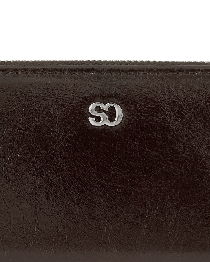 Stand Oil Post Wallet — Glossy Mini Cardholder — Maroon
