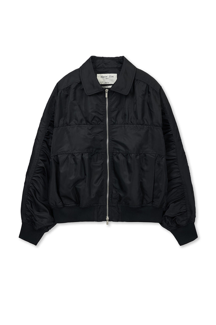 Matin Kim Small Logo Shirring Jumper — Black