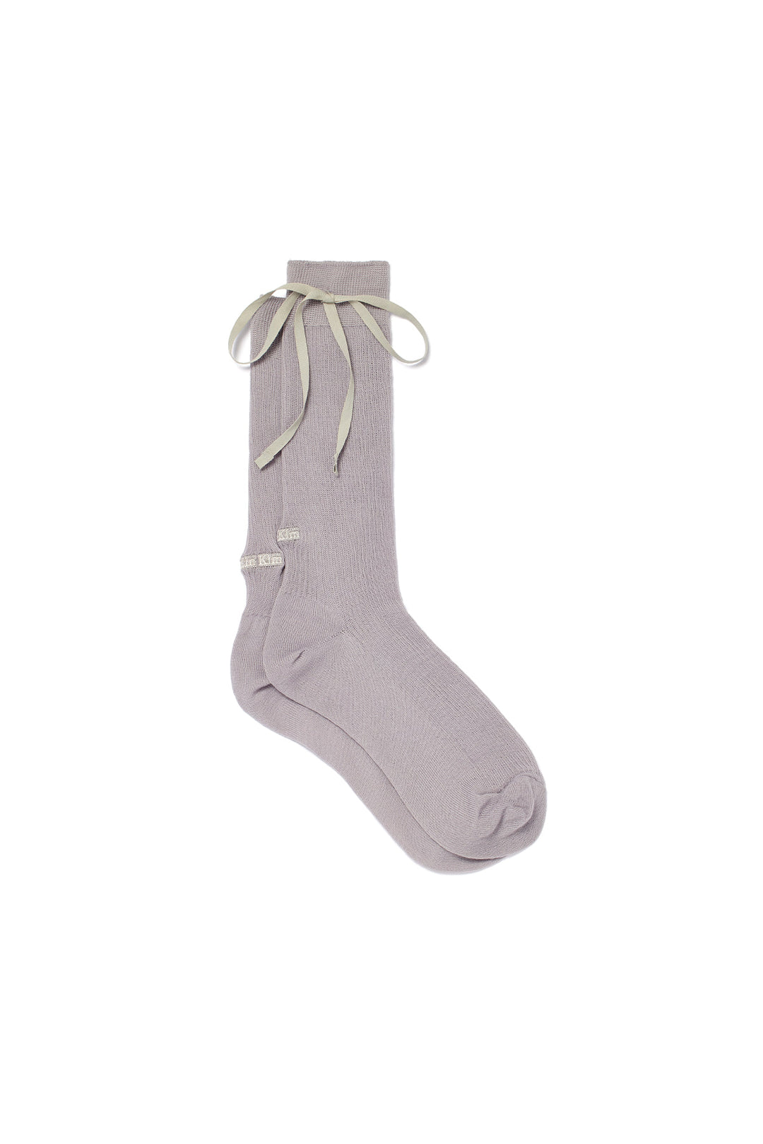 Matin Kim Ribbon Point Crew Socks — Light Grey