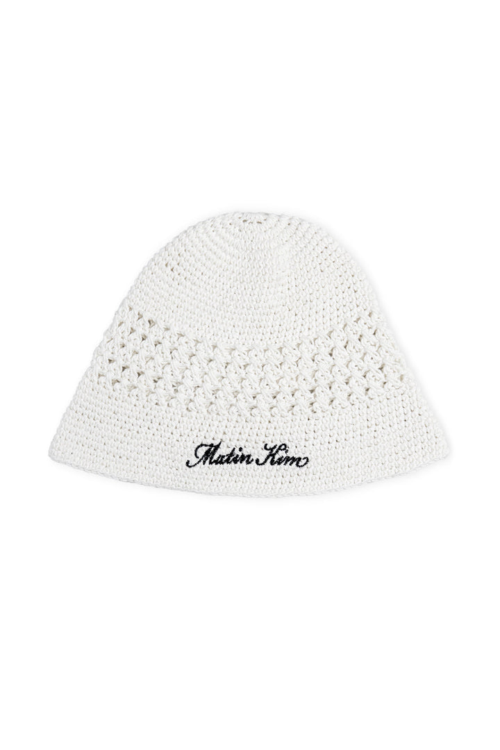 Matin Kim Crochet Cotton Bucket Hat — White