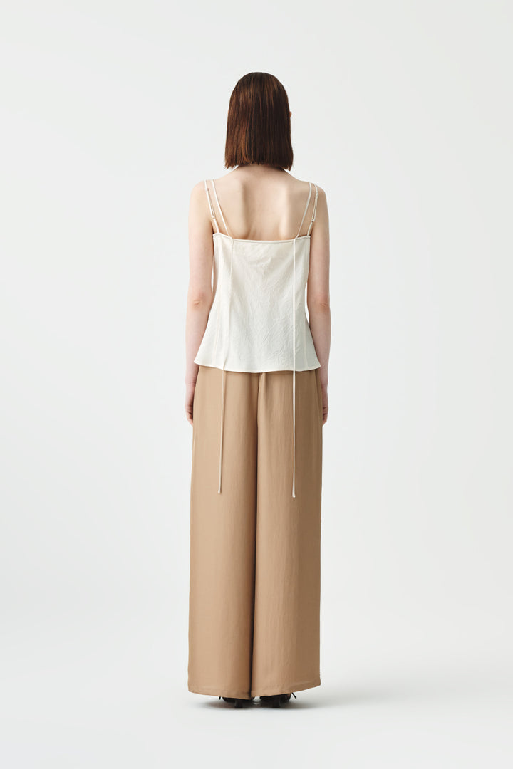 KIMMATIN Square Neck Crinkle Sleeveless — Ivory