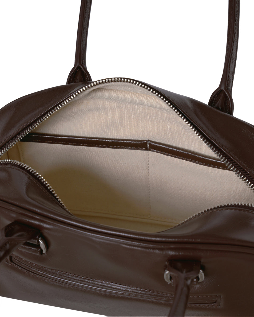 Stand Oil Chubby Bag — Glossy Bowling Crossbody — Maroon