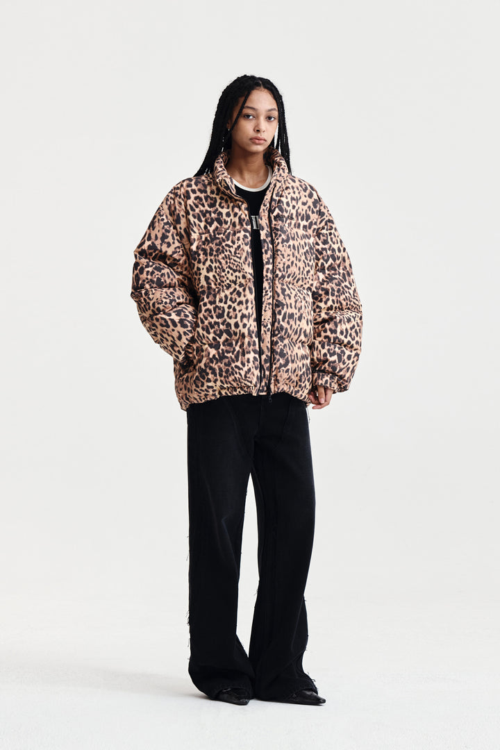 Matin Kim Leopard Down Jumper in Mix