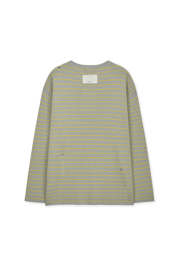 Matin Kim Stripe Damaged Loose Pullover — Beige