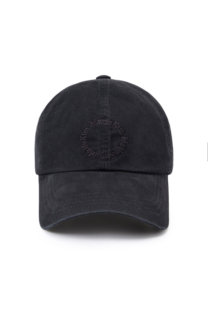 Matin Kim Washed Circle Logo Ball Cap — Black