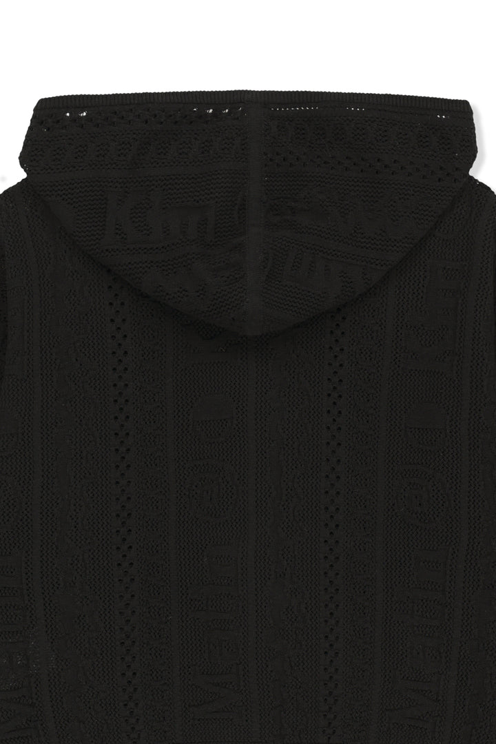Matin Kim Mesh Logo Knit Zip Hoody — Black
