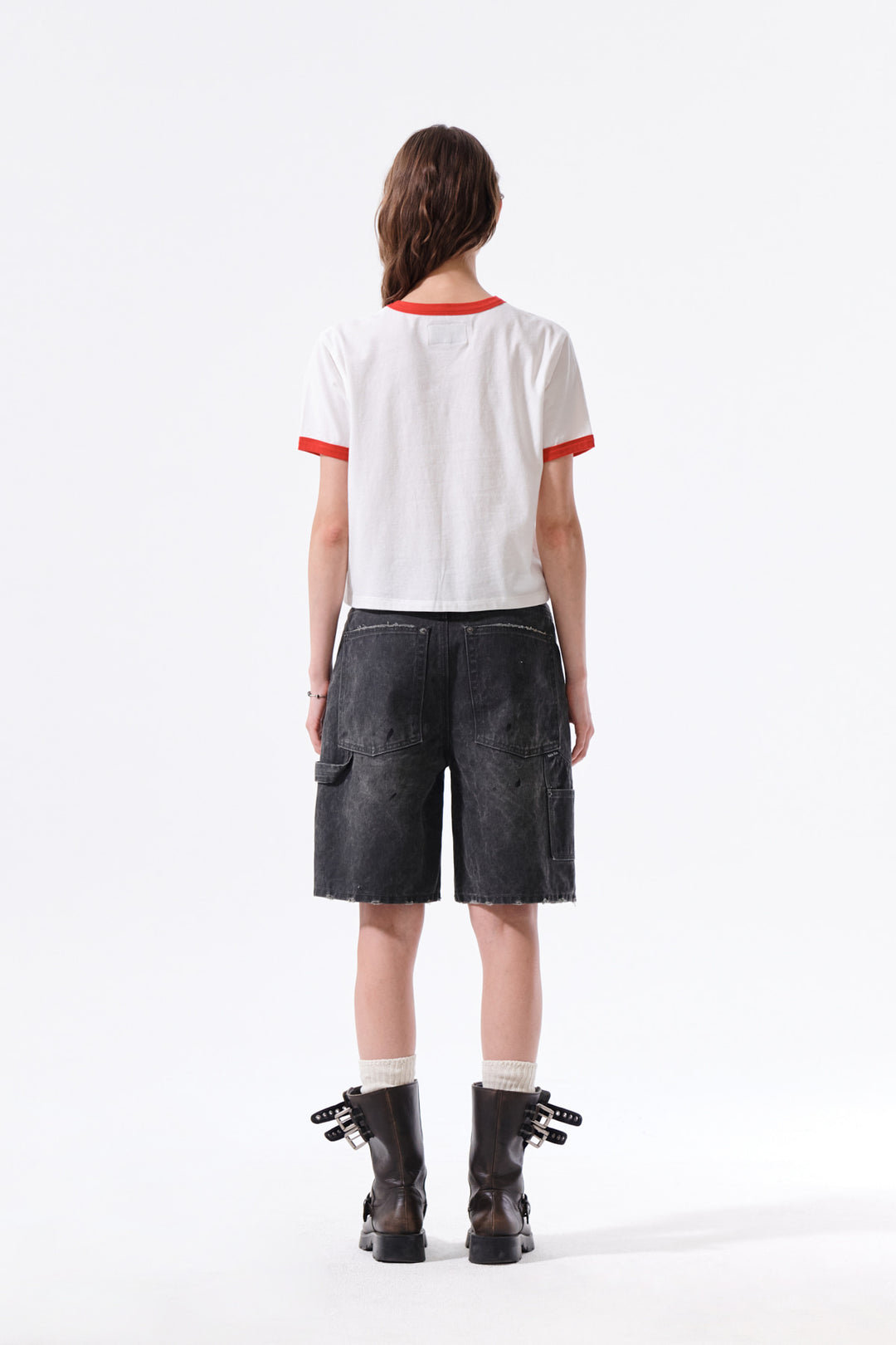 Matin Kim Logo Ringer Crop Top — White