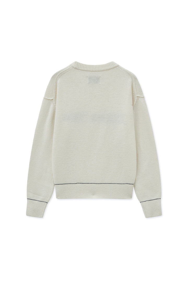Matin Kim Color Trim Line Logo Pullover — Ivory