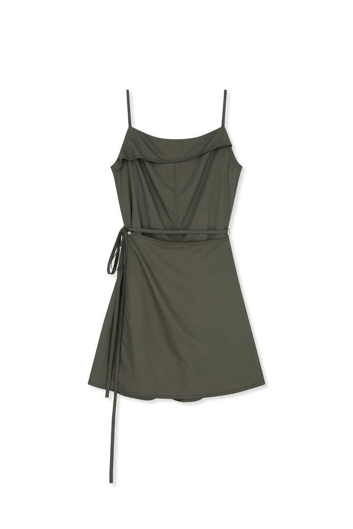 Matin Kim Sleeveless Wrap Dress — Khaki