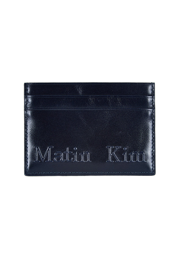 Matin Kim Embossed Logo Card Wallet — Navy blue