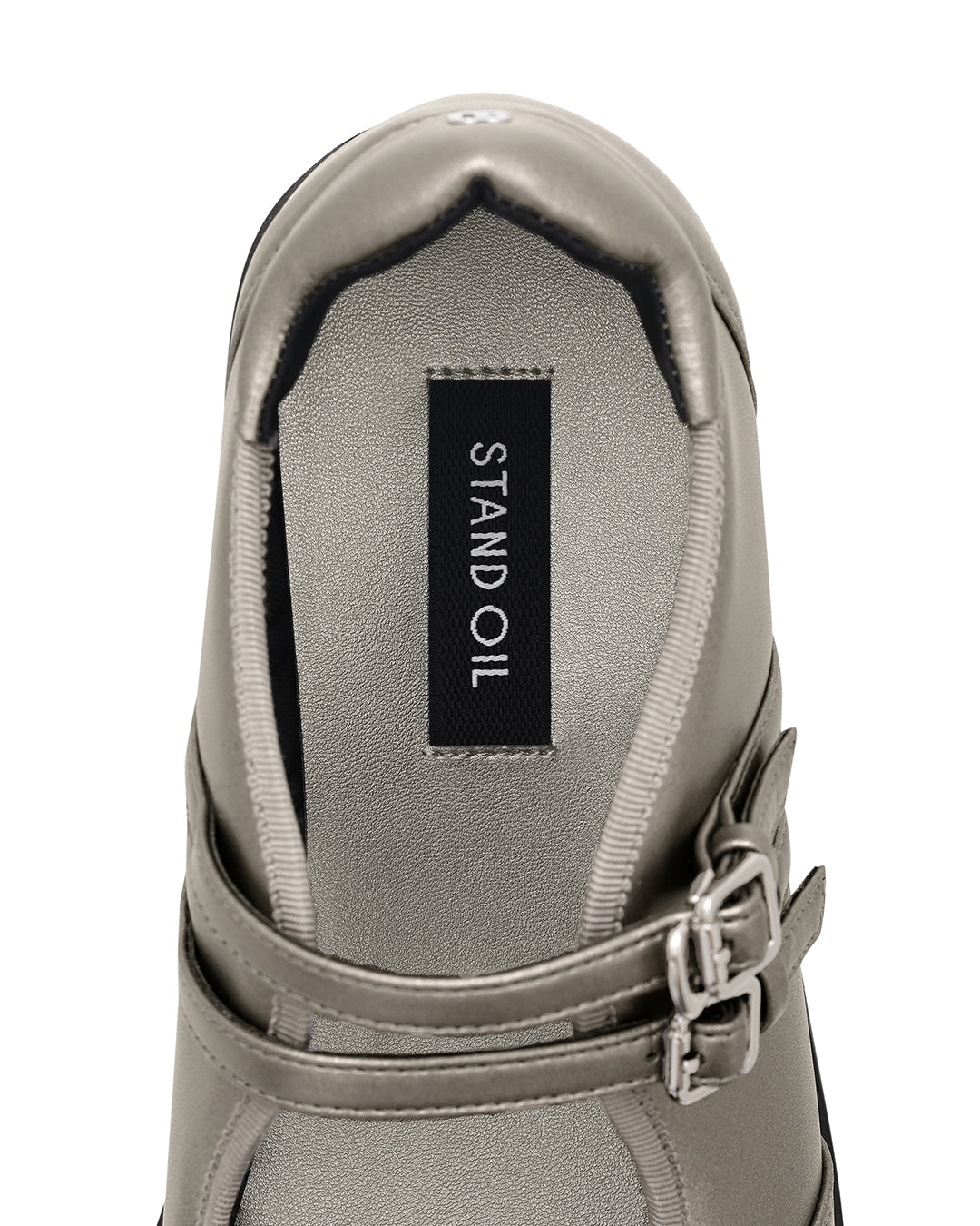 Stand Oil Hatched Platform Mary Jane — Metallic Gray