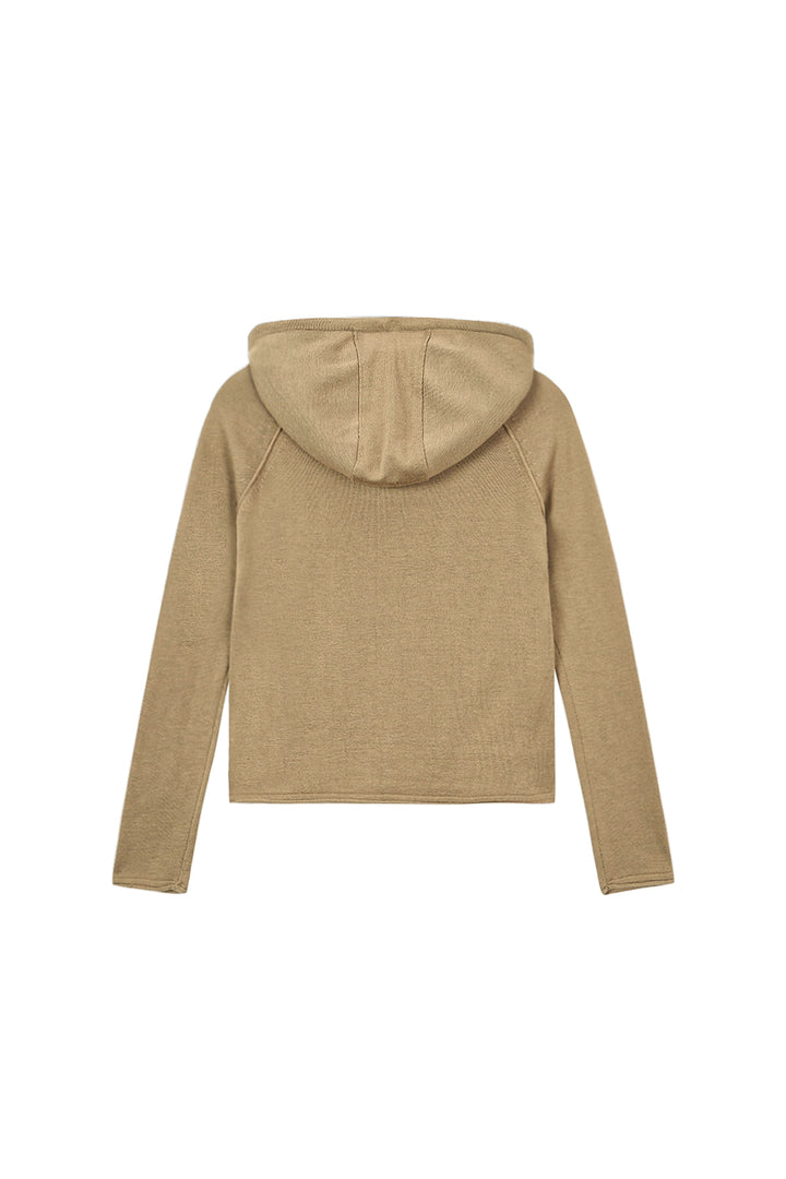 Matin Kim Button Hoody Raglan Knit — Khaki