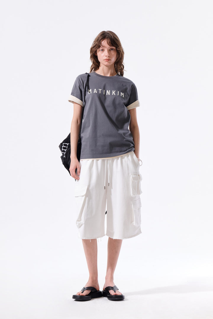 Matin Kim Applique Felt Logo Top — Charcoal