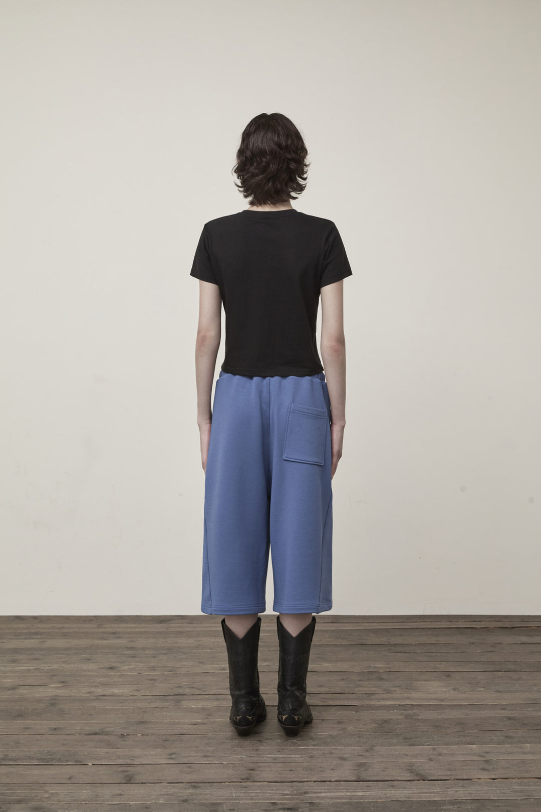 Matin Kim Stamp Logo Graphic Crop Top — Black