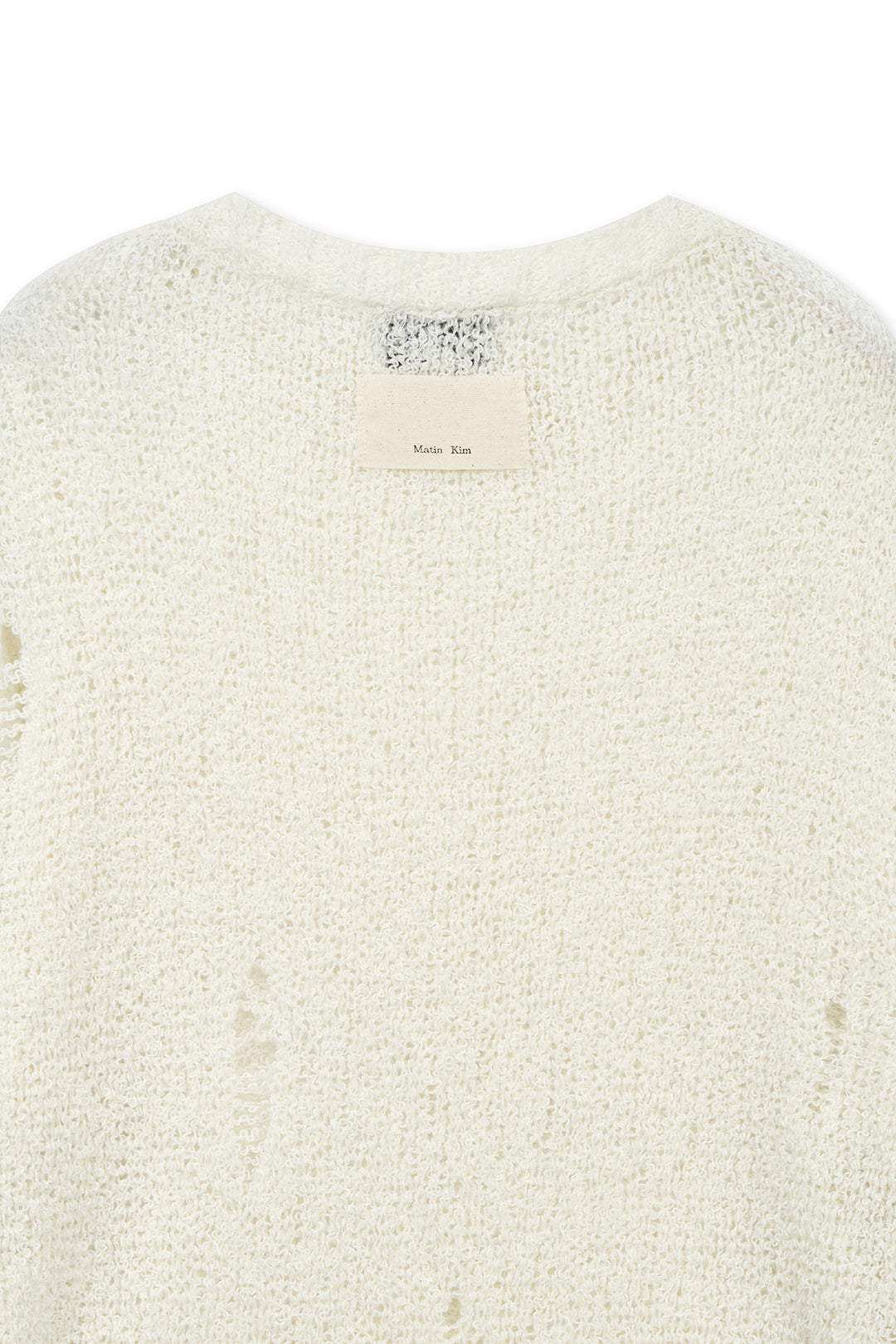 Matin Kim Asymmetric Damaged Knit Pullover — Ivory