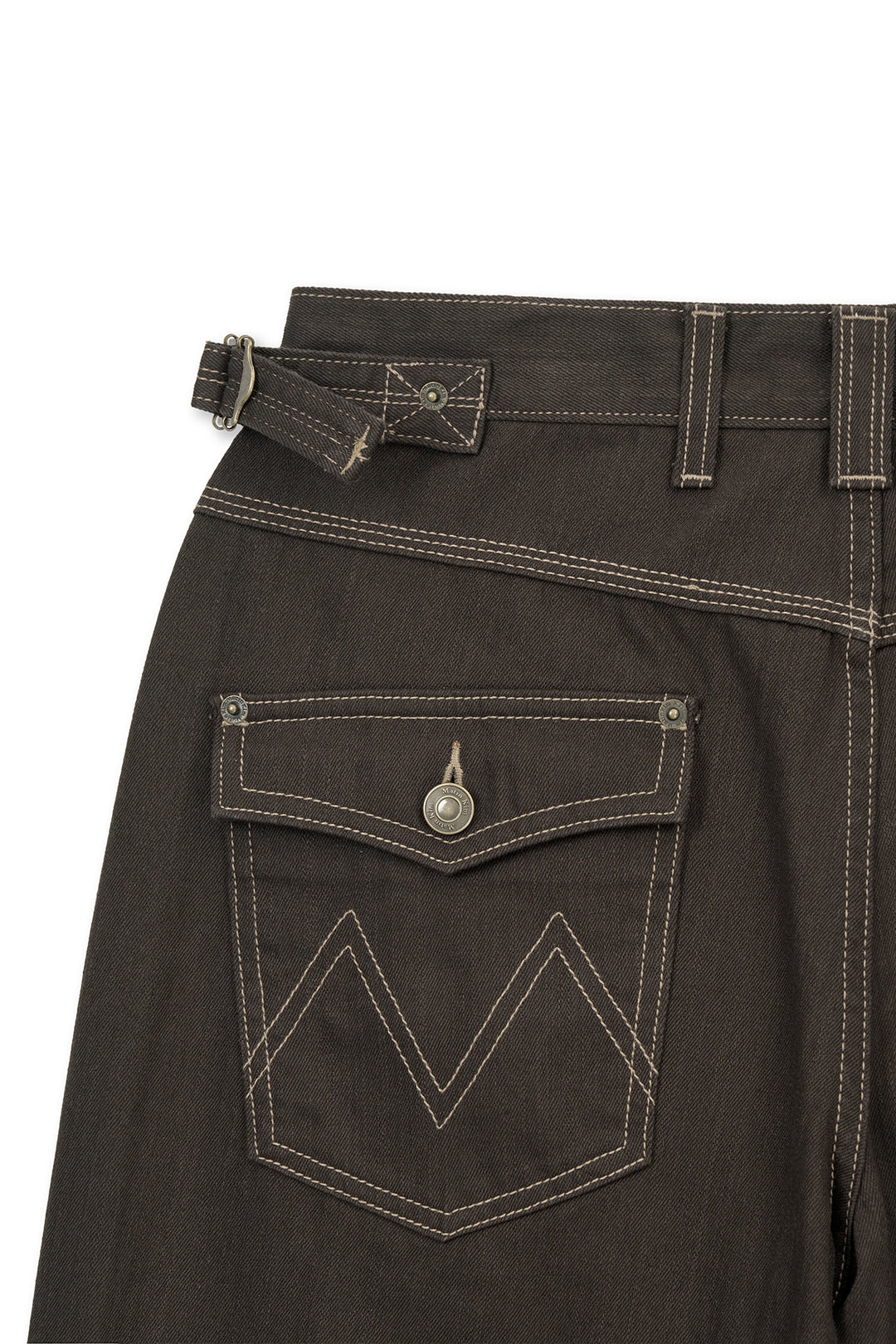Matin Kim Waist Buckle Stitch Twill Denim — Brown