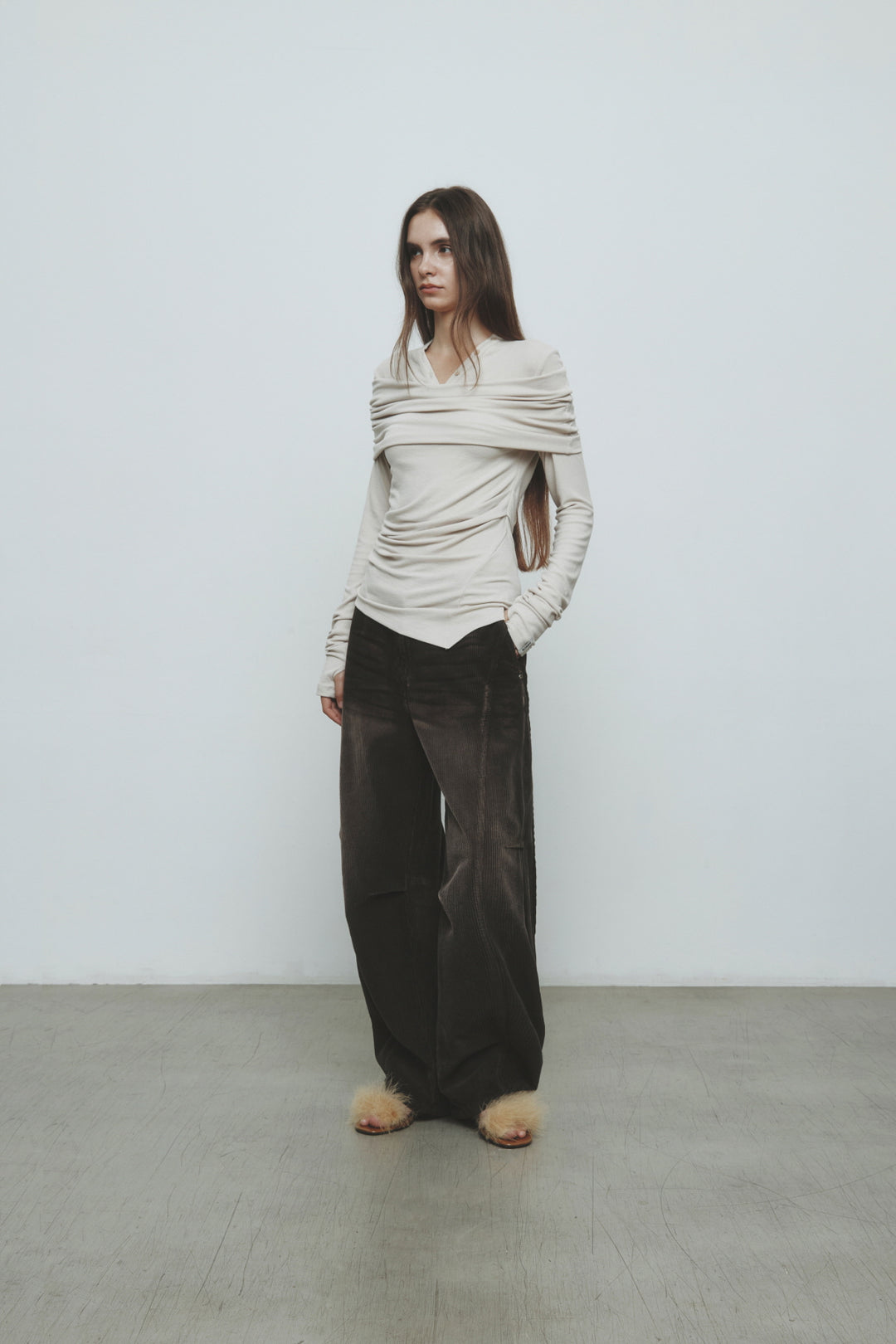 KIMMATIN Off-Shoulder Detail Top Light — Beige
