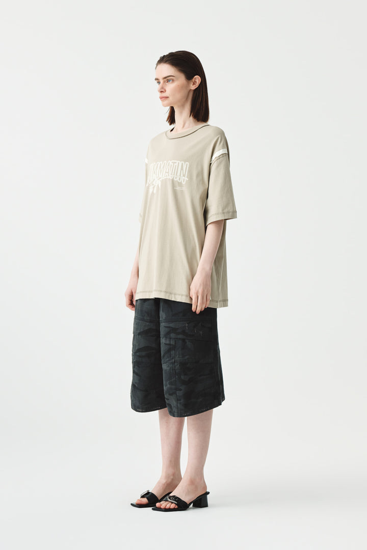 KIMMATIN Rose Print Oversize Tee — Beige