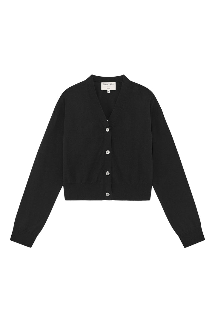 Matin Kim Back Logo See-Through Cardigan — Black