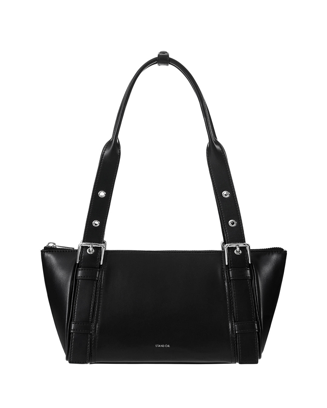 Stand Oil Boat Bag — Glossy Shoulder Crossbody — Black
